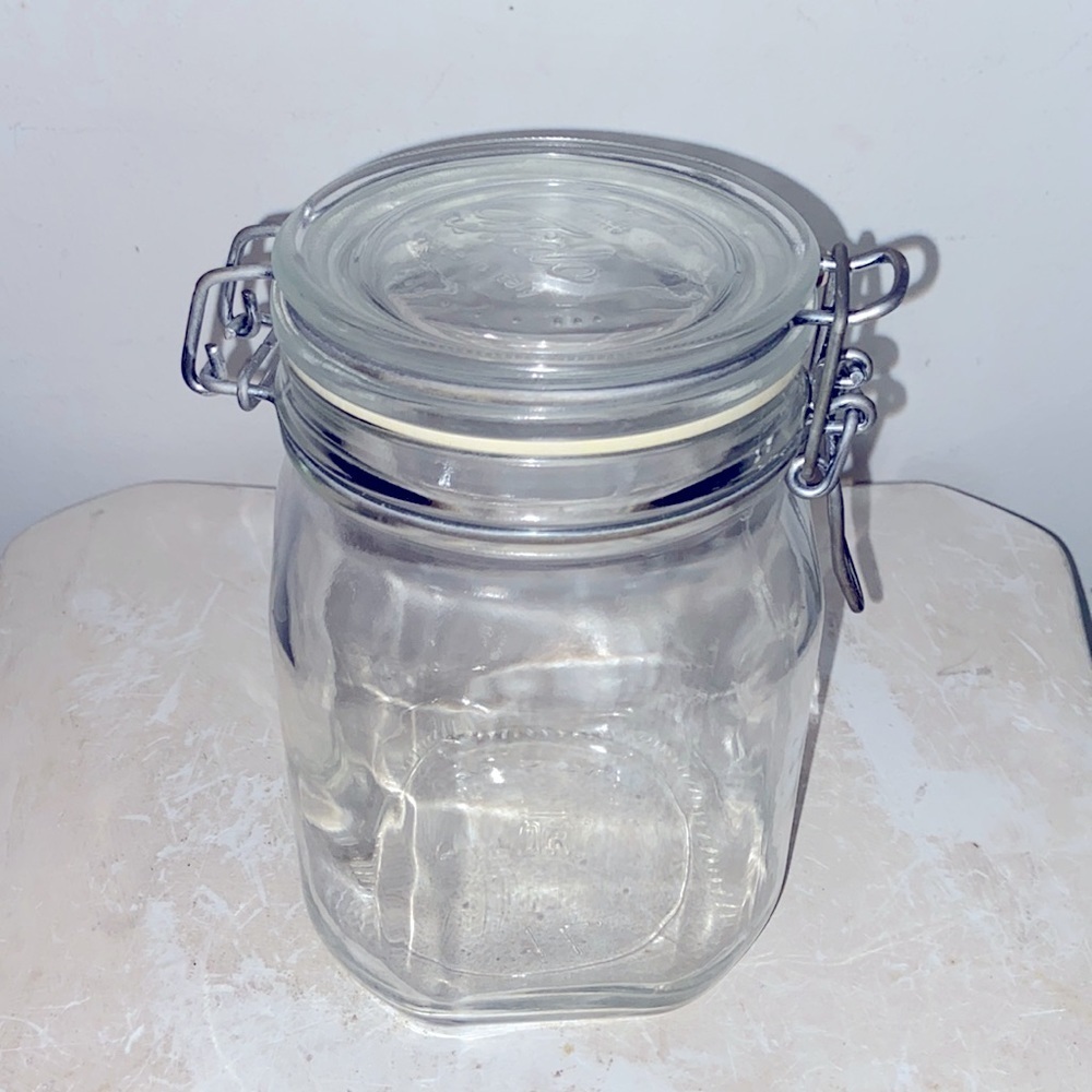Fido 1 Liter Clamp Glass Jar - Clear - Bormioli Rocco NWT​​​​